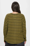 Stripe Exposed Seam Split Neck