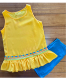 Embroidered Flounce Hem Top | CLEARANCE