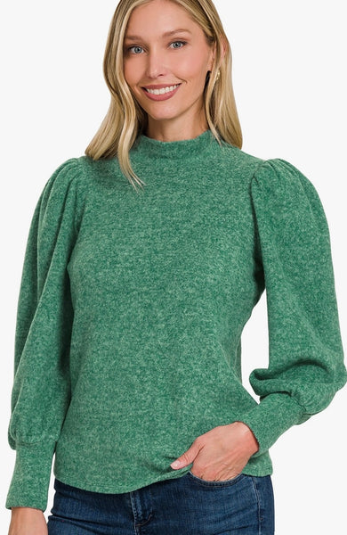Melange Puff Sleeve Sweater