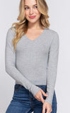 Long Sleeve V Neck Crop Top