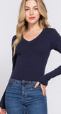 Long Sleeve V Neck Crop Top
