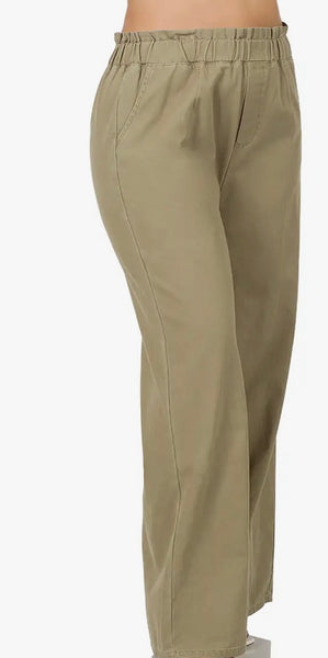 Canvas Washed Paperbag Waist Pant