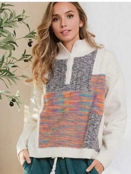 Colorblock Zip Sweater