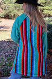 Serape Fur Trim Coat