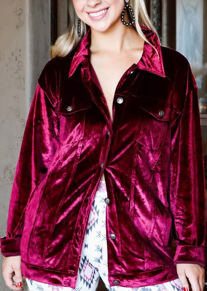 Velvet Snap Front Shacket