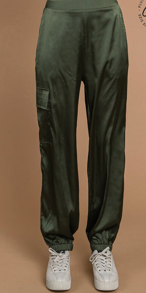 Stretched Satin Cargo Pant
