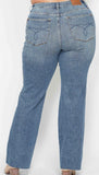 Judy Blue Tummy Control Raw Hem Straight Leg