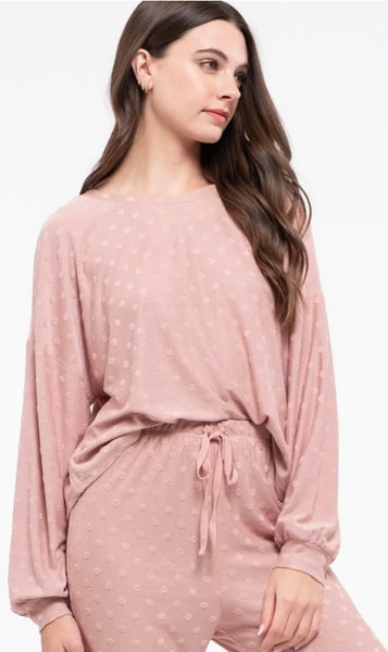 Dotted Lounge Top/Pink
