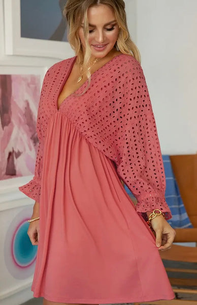 Eyelet Sleeve Dress