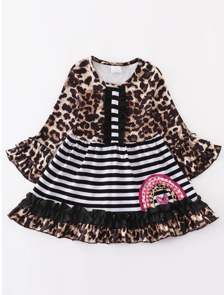 Girl’s Leopard Rainbow Heart Dress