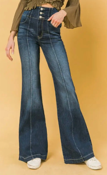 Flying Tomato Triple Button HW Bell Bottom Jean