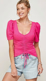 Ruched Puff Sleeve Top